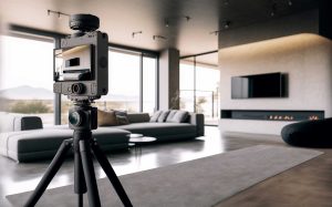 Omnidirektionale Kamera mit Stativ für die Erstellung professioneller 360-Grad-Rundgänge beim Immobilienverkauf