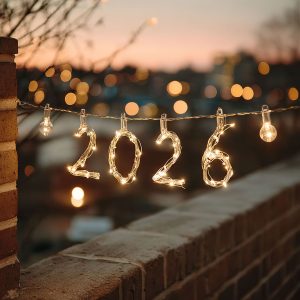 Lichterkette, die die zahl 